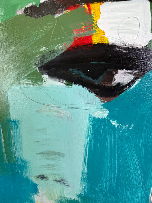 Contemporary abstract female face| 36 x 36 in